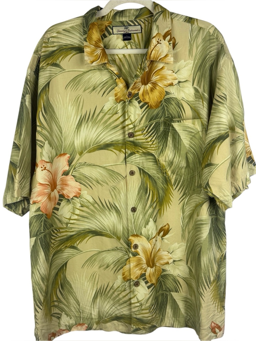 Tommy Bahama 100% Silk Tropical Hibiscus Hawaiian Camp Shirt Men’s Size L